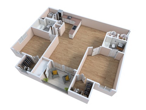 Floor plan for 2 beds, 2 baths, 1156 sqft